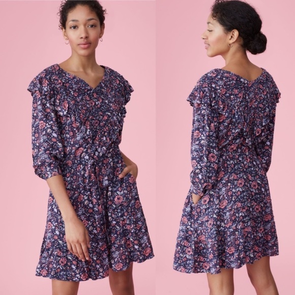 La Vie Rebecca Taylor Floral Ruffle Dress 13W2 - Picture 2 of 8